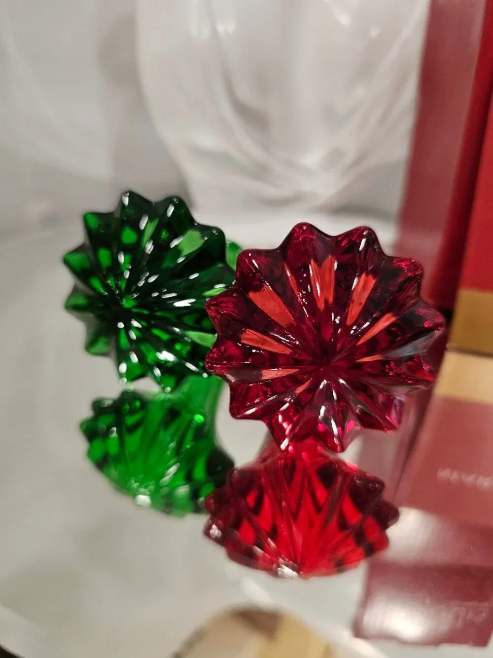 Waterford Marquis Set of 2 Vintage Crystal Wine Stoppers, red/green in Box